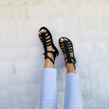Sandalias Mujer 2019 Noi Femei Vara Sandale Plus Dimensiune 43 Pantofi Plat Din Piele De Sex Feminin Casual Peep Toe Pantofi De Plaja Doamnelor