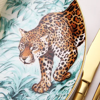 Animale De Pădure Serie Cină Elegantă Placa De Lux Europene Animal Decor Placa De Cadou Handmade Placat Cu Aur