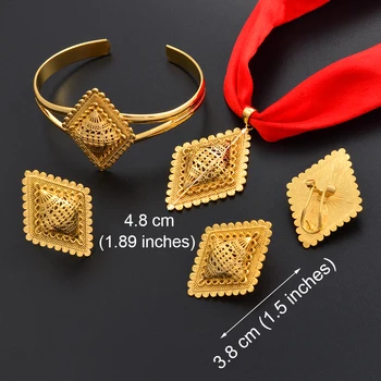 Anniyo DIY Coarda Etiopian set de Bijuterii Pandantiv Coliere Cercei Brățară Inel de Aur de Culoare Eritreea Habesha Bijuterii Seturi #218406