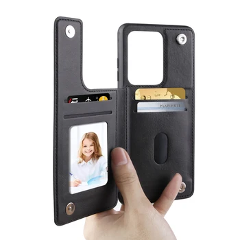 Piele Slot pentru Card de Caz pentru Samsung Galaxy S21 Ultra Nota 20, Ultra S20 S10 Plus Caz Flip Cover Portofel cu Foto Greu Capacul din Spate