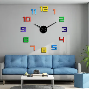 Culorile curcubeului DIY Zid Uriaș ClockColorful Numere Ceas de Perete Multicolor Arylic DIY Ceas de Perete cu Numere Mari Home Decor Ceas