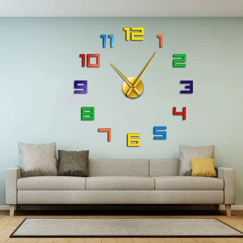 Culorile curcubeului DIY Zid Uriaș ClockColorful Numere Ceas de Perete Multicolor Arylic DIY Ceas de Perete cu Numere Mari Home Decor Ceas