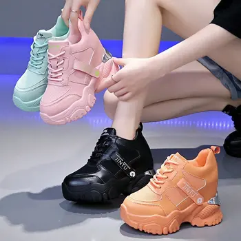 Ascuns Tocuri Platforma Adidasi Femei Aer Respirabil Ochiurilor De Plasă De Pană Pantofi De Piele De Femeie 2020 Nouă Primăvară Pantofi Casual Zapatos De Mujer