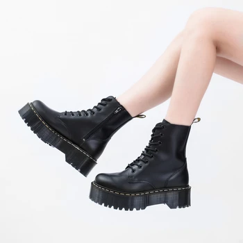 Femei cizme de Iarna Cizme cu Platforma Femei Cizme Glezna 2021 Femei de Înaltă Calitate din Piele Cizme goth Zapatos De Mujer 35-41