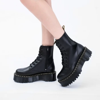 Femei cizme de Iarna Cizme cu Platforma Femei Cizme Glezna 2021 Femei de Înaltă Calitate din Piele Cizme goth Zapatos De Mujer 35-41