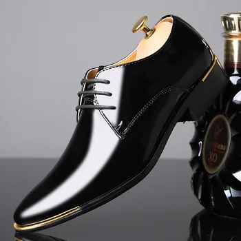 Hot9 de Înaltă Calitate din Piele de Brevet Bărbați Pantofi pentru Bărbați Nunta Pantofi Oxford Lace-Up Costum de Birou Barbati Pantofi Casual Om Pantofi Rochie Om