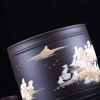 Autentic Yixing Lut Violet Cutii De Ceai De Pictat Peisaj Caddy Ceai Puer Tort De Stocare Containerul Sigilat Cutie Vintage Decor Acasă