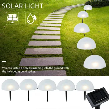 Noi Bile Lumina Solara la Sol Grădină cu Gazon, cu Lampa cu 5 Led-uri Alimentate Solar Jumătate Globală în Formă de Lumină 1/2 BUC Cale Gazon Lampa rezistent la apa