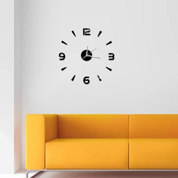 3D Home Decor Cuarț Ceas de Perete Diy Ceasuri Horloge Ceas Living Moda Acril Oglindă Autocolante Negru