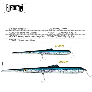 Regatul Creion Momeală de Pescuit 205mm/130mm scufundându-se Și Plutind Greu Nada Artificia Iscal Momeală Leurre Peche Wobblere Model 9507