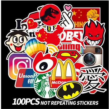 100buc Valul Logo-ul de Brand de Moda Graffiti Autocolante Chitara Laptop Macbook Cana de Apa Depozitare Frigider Skateboard, Biciclete Decal Autocolant
