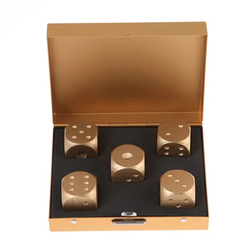 5 BUC de Aur Solid de Culoare Domino Metal Zaruri din Aliaj de Aluminiu Joc de Poker Portabil de Poker Zaruri Cu Cutie de Partid de Înaltă Calitate