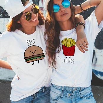 2019 Moda Drăguț Topuri de Vara cu Maneci Scurte Potrivite Haine Bff T Cămașă Femei Mai buni Prieteni tricou