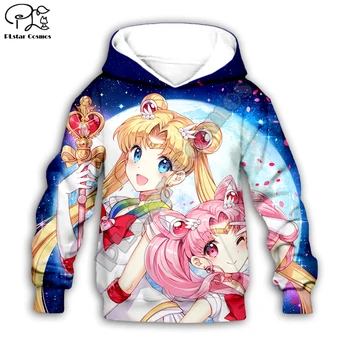 Copil haine de copii-fete Sailor Moon galaxy 3D Hanorac de desene animate de imprimare fiica Tricoul curcubeu tricou copil cu fermoar pulover 8