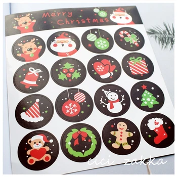 StoBag 208pcs Dia 3cm Moș Crăciun Sărbători Autocolant Rotund de Hârtie Pentru Cookie-uri Manual Caseta Decor Sigiliu Etichete Cadou pentru Petrecere