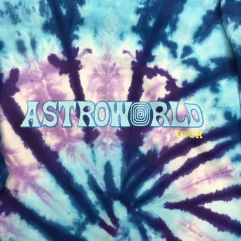 Travis Scott Astroworld TRAVIS SCOTT TIE DYE LONGSLEEVE Tee T Bărbați Femei 1:1 Lega de vopsire TRAVIS SCOTT t-shirt