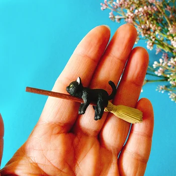 Pisicile negre/miniaturi de animale/drăguț minunat/fairy garden gnome/moss decor terariu/meserii/bonsai/figurine/cupa margine decor