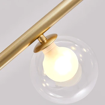 Nordic candelabru din fier forjat postmodern galvanizare bronz geometrice linie pandantiv lampa de dormitor, sufragerie suspensie lumina