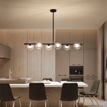 Nordic candelabru din fier forjat postmodern galvanizare bronz geometrice linie pandantiv lampa de dormitor, sufragerie suspensie lumina