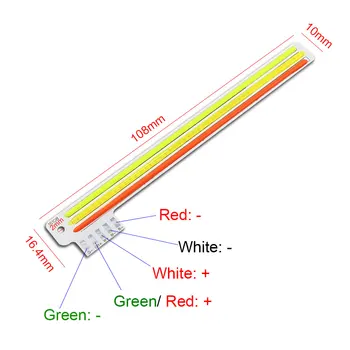 RGW 3-culoare LED COB Lumina Bandă 12V 5W Led-uri Verde Roșu Alb Culoare Lampă cu LED-uri pentru Masina Becul de Recunoaștere a Feței de Iluminat Lumini de Semnalizare