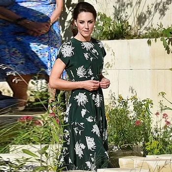 Kate Middleton, de Înaltă Calitate, de Vara Noi Femeile de Moda de Petrecere Casual de Birou Vintage Chic Elegant Doamnă de Imprimare Rochie Midi