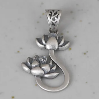 V. YA Argint 925 Moda Floare de Lotus Lanț Pandantiv Coliere & Pandantive Bijuterii Collares de sex Feminin de Bijuterii Cadou