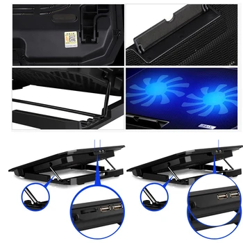 Laptop de Gaming Cooler Viteza Reglabila 2 Porturi USB si 2 al Ventilatorului de Răcire LCD Laptop de Răcire Pad Metal Notebook Stand Pentru perioada 11-17 inch