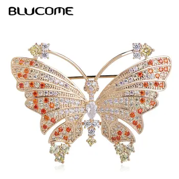Blucome Insecte Formă De Fluture Brosa Stralucitoare De Zirconiu Bijuterii De Cupru Ace Pentru Femei Costum De Haine Accesorii Pălărie Sac Catarame