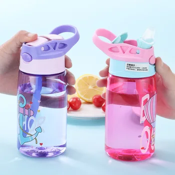 1buc Desene animate Drăguț pentru Copii Paie Cupa Model Animal de Plastic Transparent Grădiniță Leakproof Apa de Sticla Profitabilă biberoane