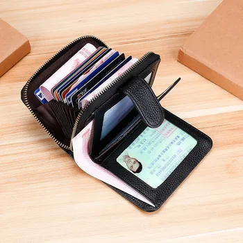 RFID carte de titularul portofel piele de vaca deținătorii de carduri de credit de sex feminin scurt femei portofele din piele bag cardul