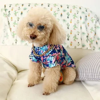 Animal Print Shirt Stil Plajă Din Hawaii Vara Noi De Îmbrăcăminte Pentru Animale De Companie Pisica Catel Haine Câine Subțire Tricouri În Haine De Câine Cățeluș Tricouri