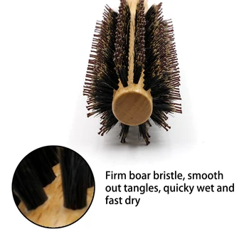 De Înaltă Calitate De Bambus Rotund Perie De Păr Pentru Femei Curling Timp De Coafură Boar Bristle Brush