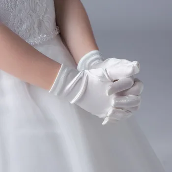 2019 Nobil De Vară, De Toamnă Fata De Flori Alb Scurt Cu Degetul Mănuși De Nunta Simplu Pentru Accesorii De Mireasa Nunta