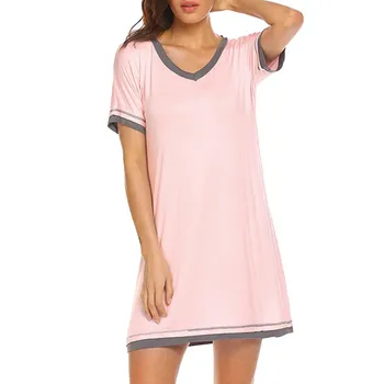 KANCOOLD rochie Femei Casual V-Neck Sleepwear Maneca Scurta camasi de Noapte Sleepshirts Cămașă de noapte de moda rochie nouă momen 2020MAR27