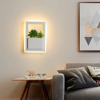 22x15cm Creație Modernă cu Led-uri Lumina de Perete Pentru dormitor lumina Noptiera lumini de perete Cu Plante de Culoare Alb Lampă de Perete Tranșee Corpuri