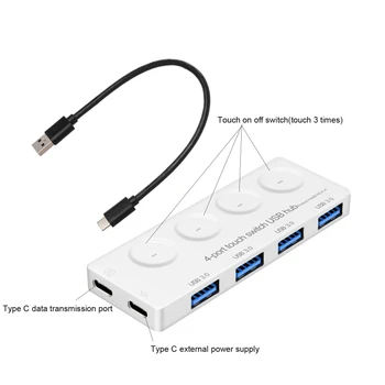 USB 3.0 Hub de Date Individuale cu Touch On/Off Switch-uri și LED Lumina pentru Laptop 28TE