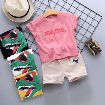 Vara Copii Imbracaminte Casual Seturi Băieți Copii Haine pentru baiat Maneca Scurta Desene animate Dinosaur Topuri Imprimate T-shirt Denim Shorts23