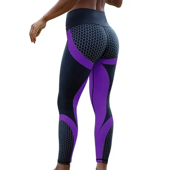 Hayoha Ochiuri Model de Imprimare Jambiere de fitness, Colanti Pentru Femei Sportive de Antrenament Leggins Elastic Slim Alb Negru Pantaloni
