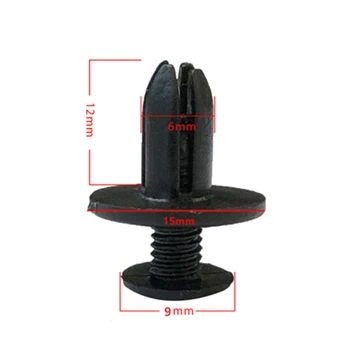 100BUC Gaura de 6mm din Plastic Împinge Șurub Nit Panel Fixare Clipuri Negru pentru Masina Auto
