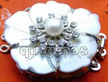 Qingmos Mare 40mm Flori Coajă și de 8mm cu perla Violet stras trei componente Incuietoare-gp76 transport Gratuit