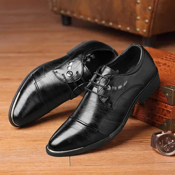 Delocrd New England Stil Formal Om Încălțăminte dantela-up Subliniat toe Mens Pantofi Elegant de Birou de Afaceri Mocasini 2 culori