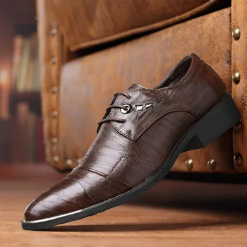 Delocrd New England Stil Formal Om Încălțăminte dantela-up Subliniat toe Mens Pantofi Elegant de Birou de Afaceri Mocasini 2 culori