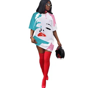 Noua Doamnă Drăguț Model Imprimat Femei Casual Rochii Scurte 2020 Vânzare Fierbinte Mâneci Scurte Vrac T Cămașă Rochie Multicolors