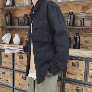 2019 Bărbați Japonia Stil de Moda de Epocă Liber Casual Multi-buzunare Cargo Jachete de sex Masculin Streetwear Hip Hop Strat de Îmbrăcăminte exterioară