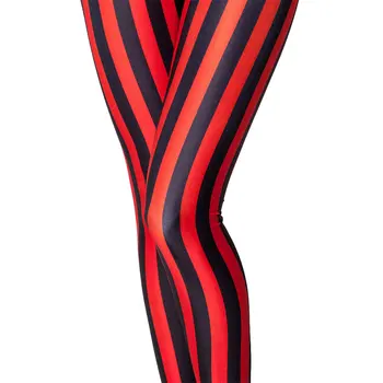 Dungi Jambiere Femei Negru și Roșu cu Dungi Jambiere de Moda Dungi Verticale Jambiere Lapte Zebra Print Colanți