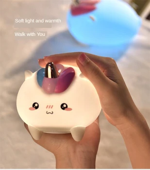 Unicorn Drăguț LED Lumina de Noapte din Silicon Moale Touch Senzor de Lumina de Noapte pentru Copii Dormitor Copii Reîncărcabilă de Control de la Robinet Noapte cu Led