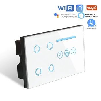 WIFI inteligent Comutator 4 gasca WIFI întrerupător cu wifi Plafon Comutator Ventilator,Cristal Alb Panou de Sticlă,Lucru alexa,google