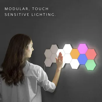 DIY LED Touch Lumina de Noapte Hexagonale Modul Cuantice a Luminii Colorate Fagure de miere Creative Cuantice Lămpi Pentru Acasă Decora Iluminat