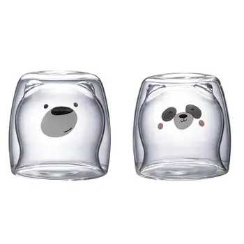 3D 2-tier Drinkware Minunat Urs Panda Inovatoare Pahare de Bere termorezistentă cu Perete Dublu Cana de Cafea Dimineata cu Lapte Suc de Sticlă