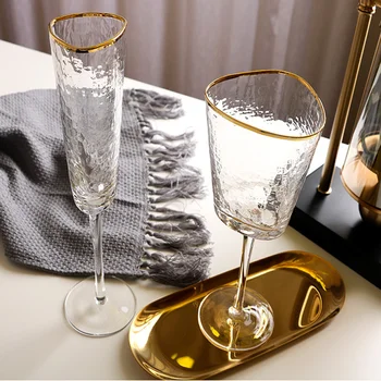 Nunta Pahare de Șampanie Cristal Ciocan Model de Pahare de Rachiu de Vin Roșu Cupe încrustate în Aur, Două Drinkware Cadou бокалы для вина